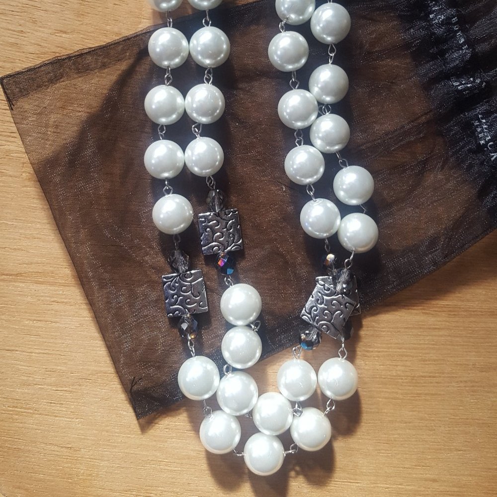 Handmade Pearl Station Necklace